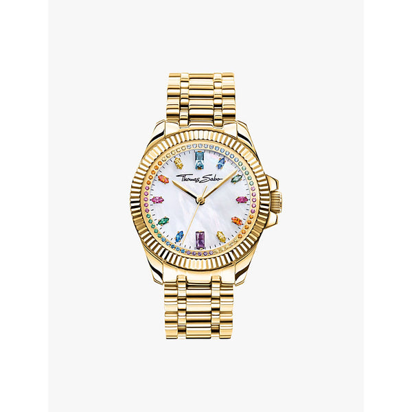 Thomas Sabo WA0395-264-207 Divine Rainbow yellow gold-tone stainless-steel and cubic zirconia quartz watch