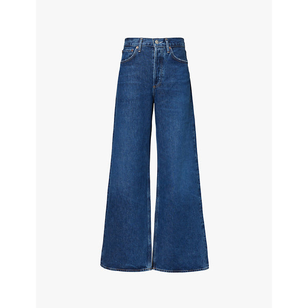 Agolde Dame faded-wash wide-leg high-rise recycled-denim jeans