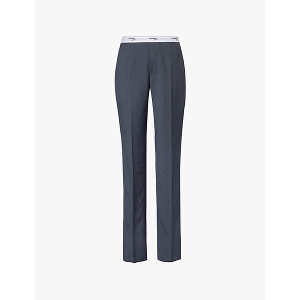  Hommegirls High-rise slim-leg wool trousers