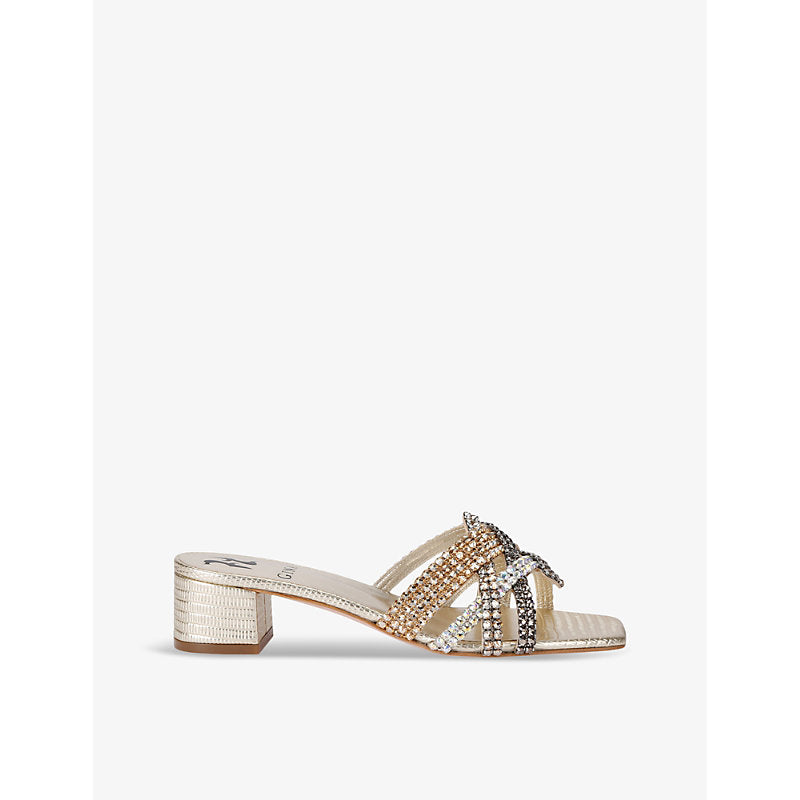 Gina Roma Swarovski crystal and leather heeled mules