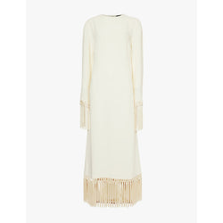 Taller Marmo Claudia Venti fringe-embellished woven midi dress | TALLER MARMO