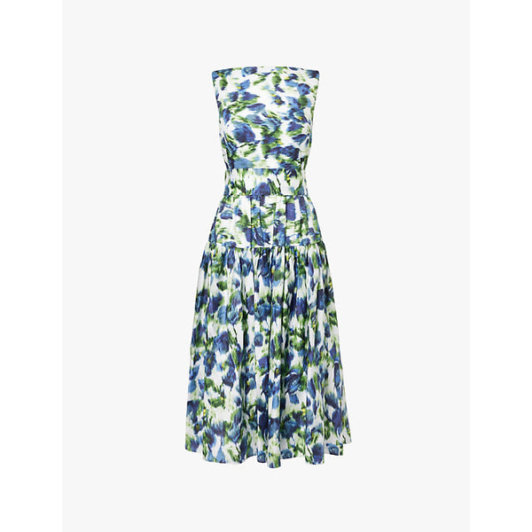 Erdem Sleeveless all-over print cotton midi dress | ERDEM