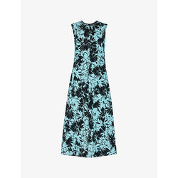 Whistles Pansy graphic-print slim-fit stretch-cotton midi dress | WHISTLES