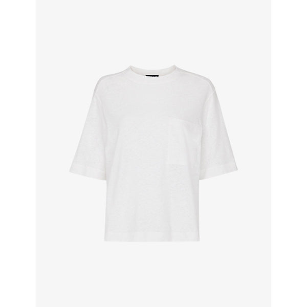 Whistles Patch-pocket relaxed-fit cotton and linen-blend T-shirt