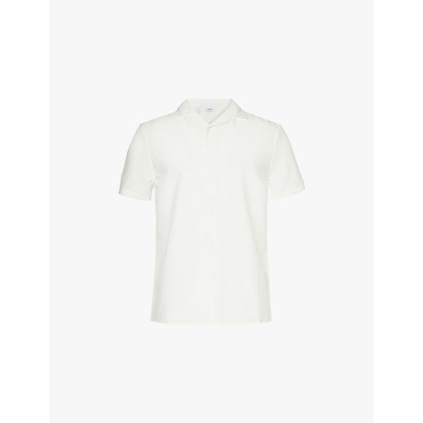  Arne Seersucker-textured short-sleeved stretch-woven shirt