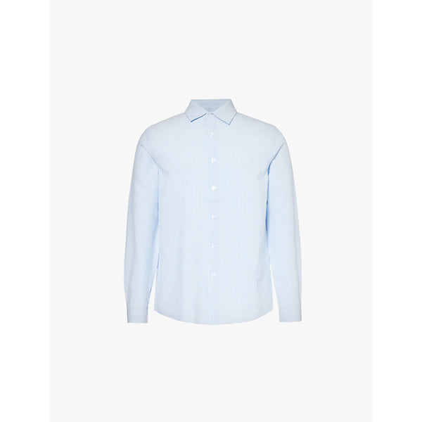  Arne Striped seersucker-textured stretch-woven shirt