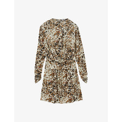 Reiss Jala graphic-print long-sleeve jersey mini dress | REISS