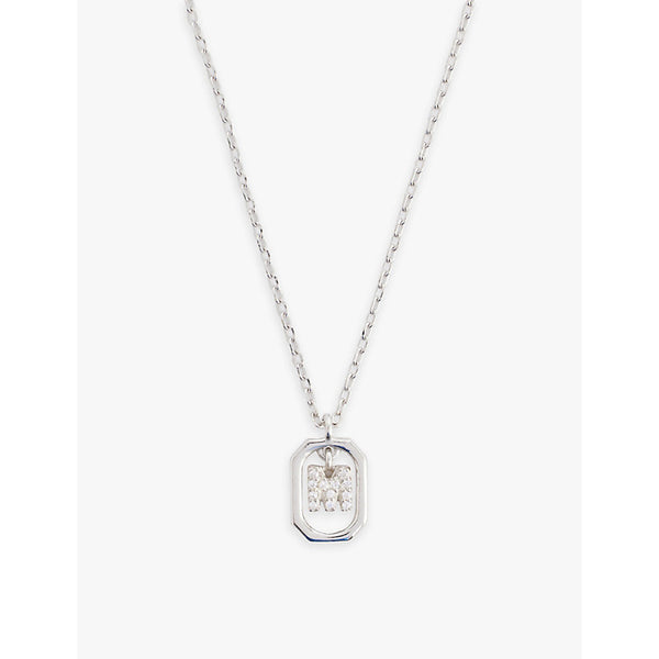  Pdpaola Mini Letter M sterling-silver and cubic zirconia pendant necklace