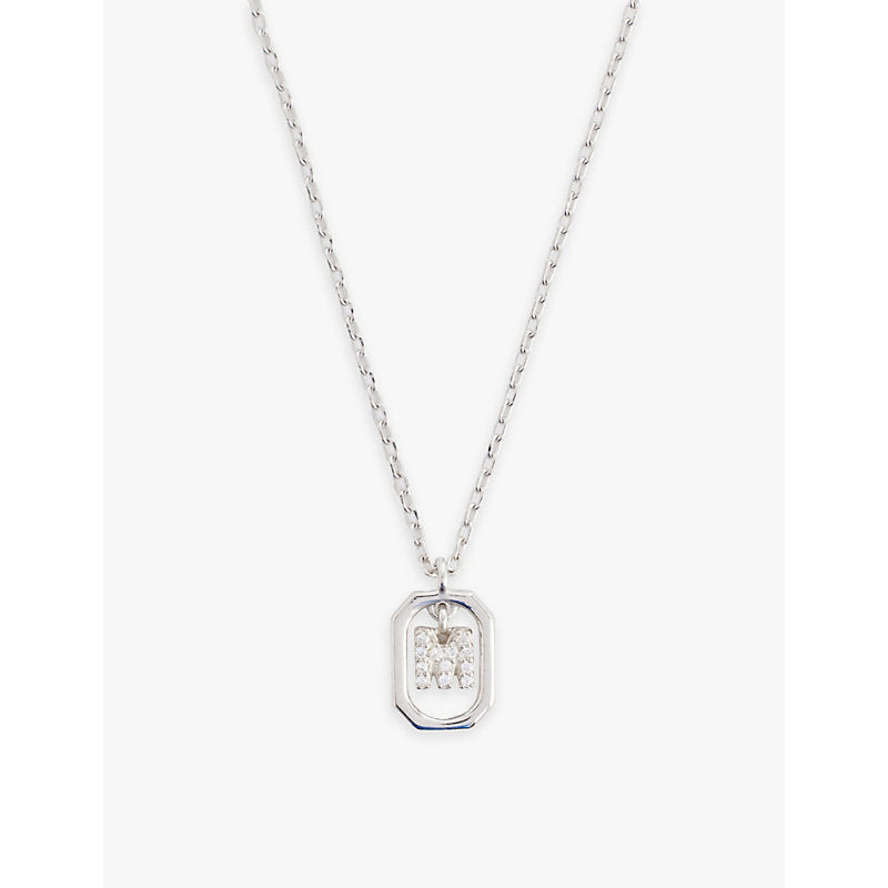  Pdpaola Mini Letter M sterling-silver and cubic zirconia pendant necklace