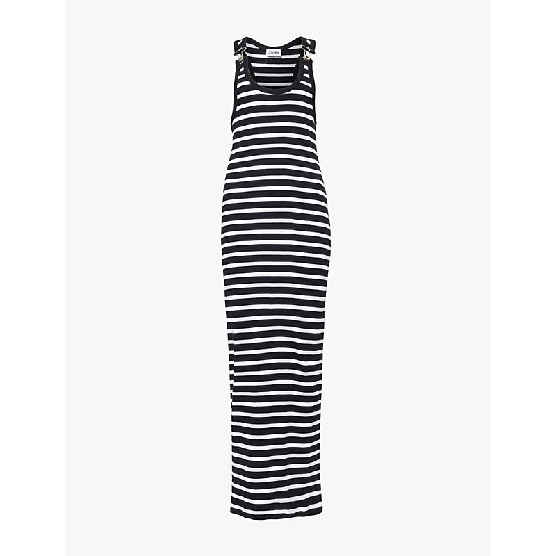 Jean Paul Gaultier Marinière clip-embellished cotton-jersey maxi dress | JEAN PAUL GAULTIER