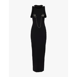 Jean Paul Gaultier Chain-embellished padded-trim knitted maxi dress | JEAN PAUL GAULTIER