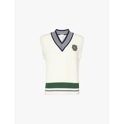  Lacoste Logo-embroidered V-neck cotton-blend knitted vest