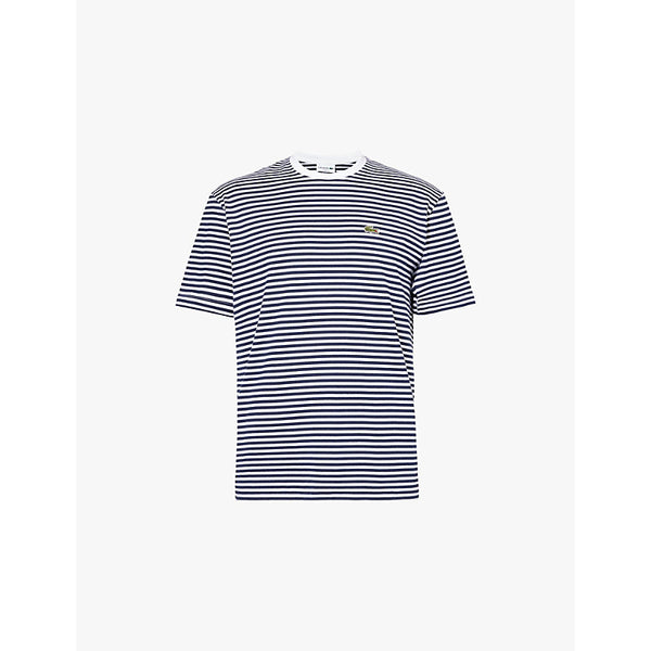  Lacoste Logo-embroidered striped regular-fit cotton-jersey T-shirt