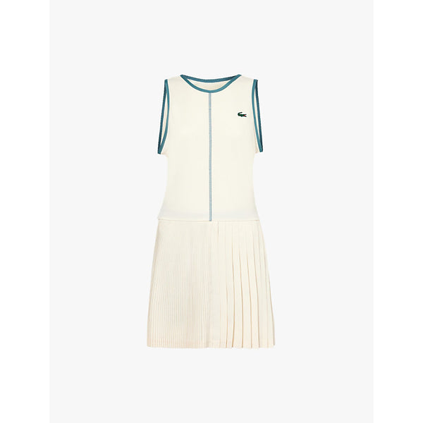  Lacoste Tennis logo-embroidered pleated stretch-woven mini dress