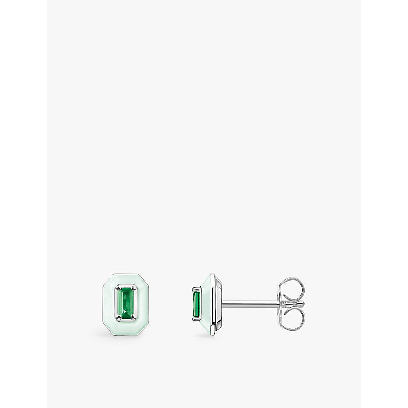  Thomas Sabo Octagon 925 sterling-silver, enamel and glass stud earrings