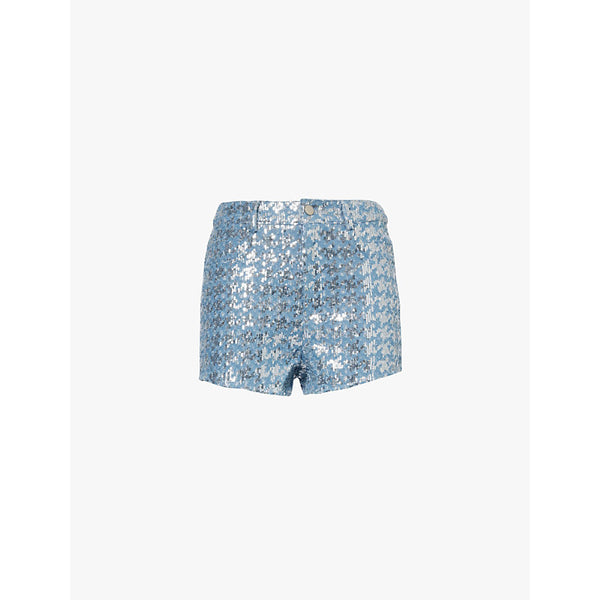 Amy Lynn Theo sequin-embellished denim-blend shorts