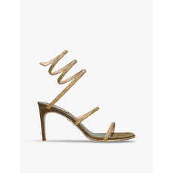  Rene Caovilla Cleo crystal-embellished suede heeled sandals