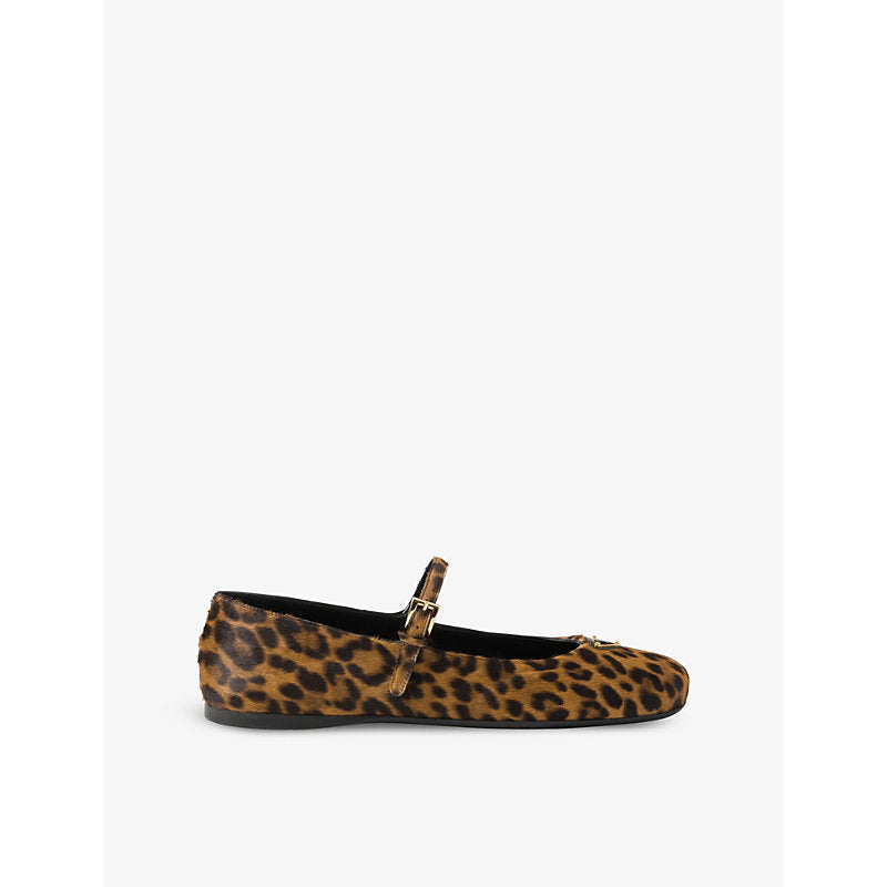 Prada Leopard-print logo-plaque leather pumps