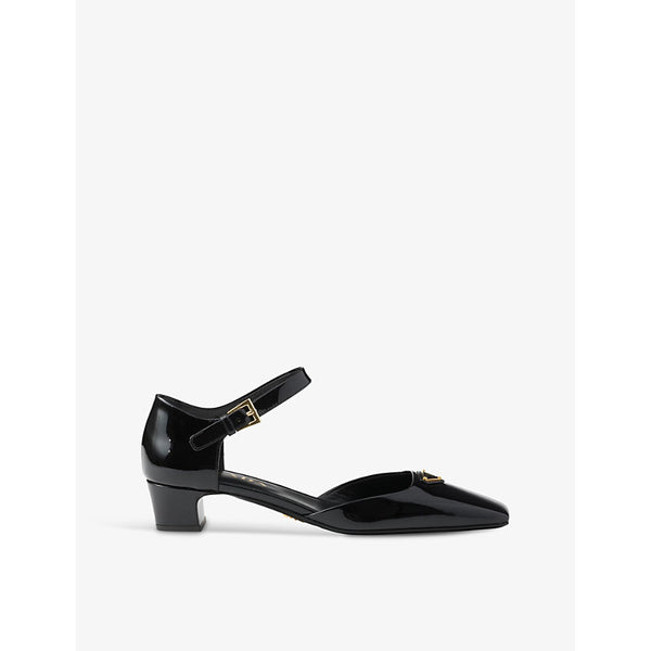 Prada Brand-plaque patent-leather Mary Jane courts