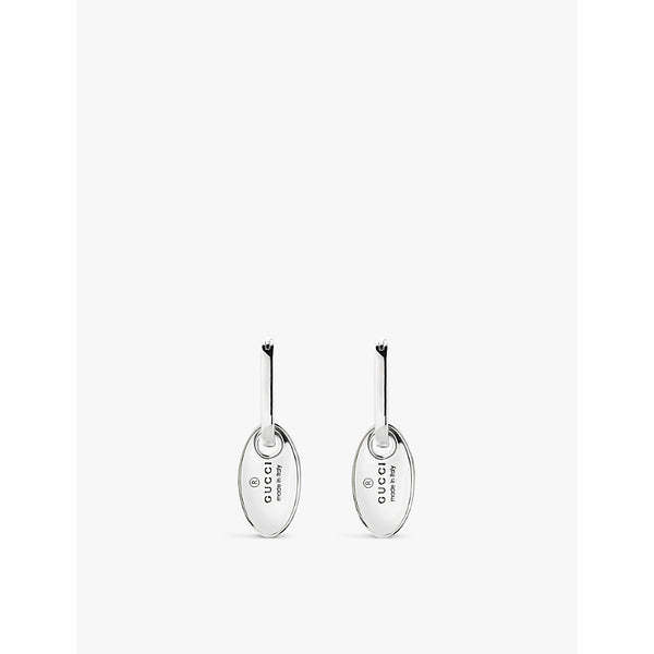  Gucci Brand-engraved sterling-silver hoop earrings