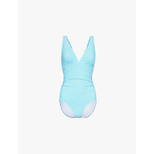  Aspiga V-neckline ruched stretch recycled-polyamide swimsuit