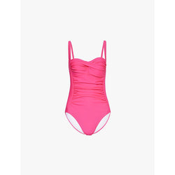  Aspiga Sweetheart-neckline ruched stretch recycled-polyamide swimsuit