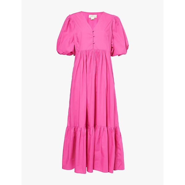 Aspiga Delta puff-sleeve cotton midi dress