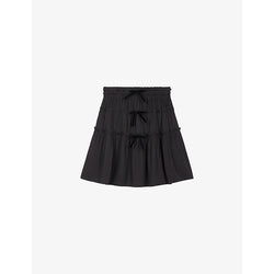  The Kooples Bow-embellished panelled woven mini dress