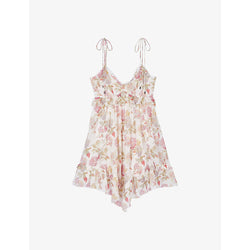 The Kooples Floral-print ruffle-trim silk mini dress | THE KOOPLES