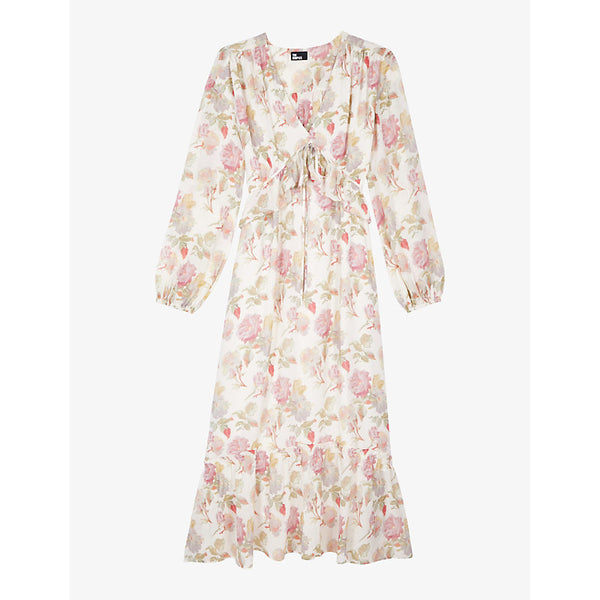  The Kooples Ruffle-trim floral-print silk maxi dress