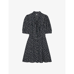 Womens The Kooples Polka-dot print neck-tie woven mini dress