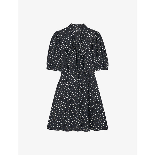  The Kooples Polka-dot print neck-tie woven mini dress