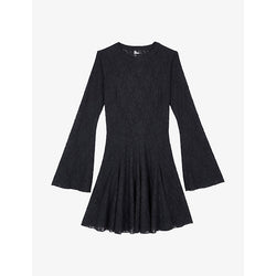 The Kooples Lace-bodice skater-skirt stretch-woven mini dress | THE KOOPLES