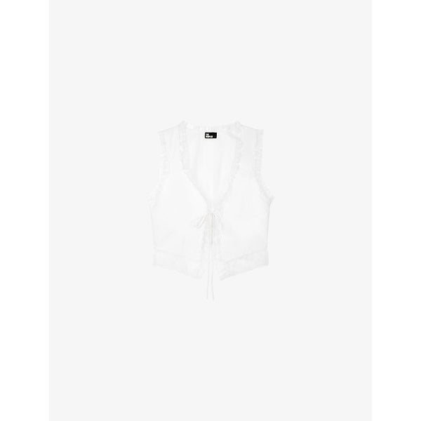  The Kooples Lace-trim self-tie cotton top