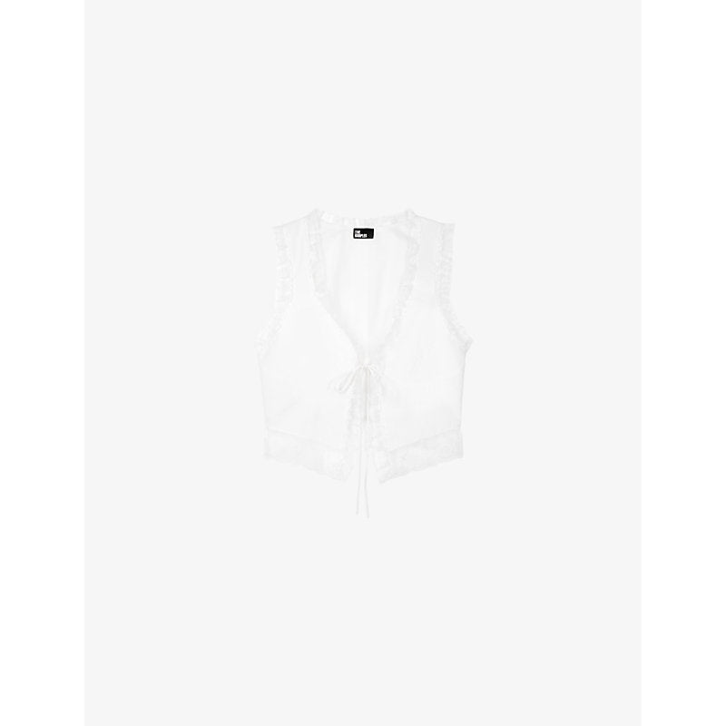  The Kooples Lace-trim self-tie cotton top