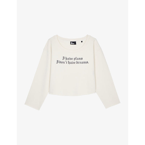 The Kooples I Have Plans rhinestone-embellished cotton-jersey sweatshirt