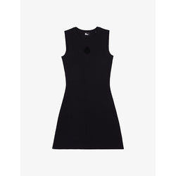 The Kooples Blazon-flocked ribbed stretch-cotton mini dress | THE KOOPLES