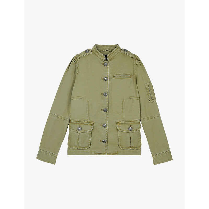  The Kooples Officer-collar patch-pockets cotton jacket