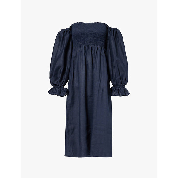 Sleeper Atlanta balloon-sleeved linen midi dress | SLEEPER