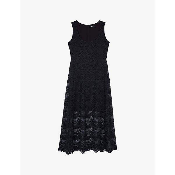 The Kooples Semi-sheer stretch-lace midi dress