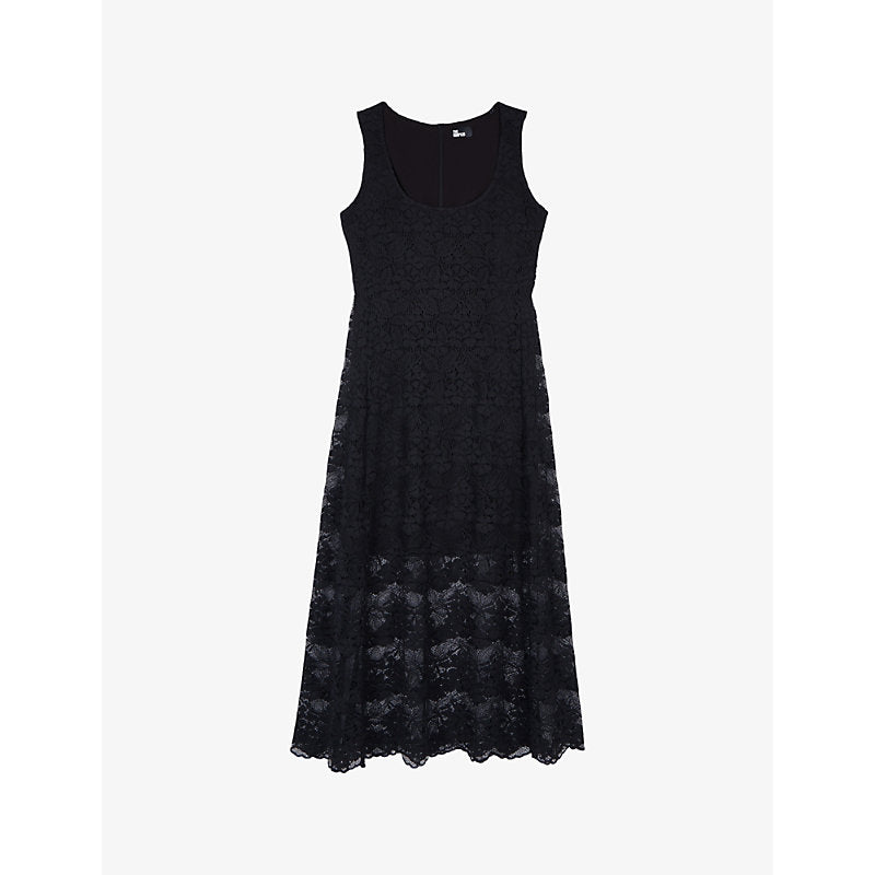 The Kooples Semi-sheer stretch-lace midi dress | THE KOOPLES