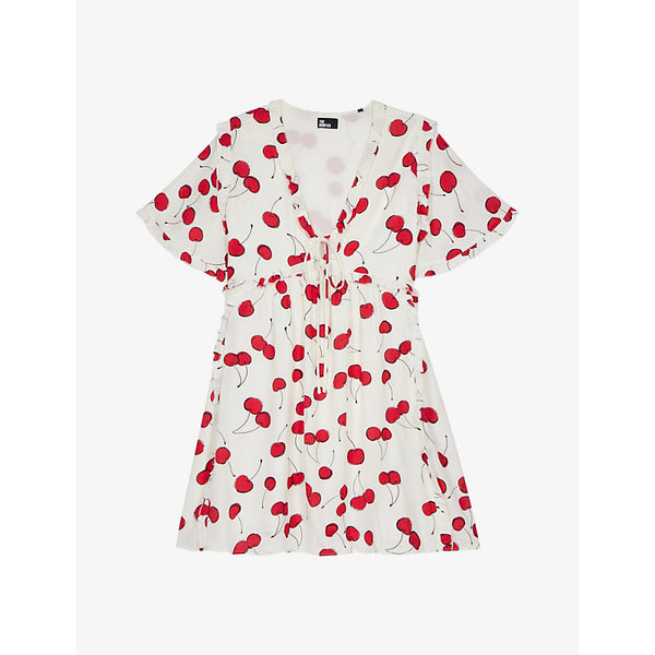 The Kooples Cherry-printed empire-waist woven mini dress | THE KOOPLES