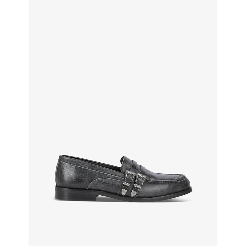 The Kooples Double-buckle slip-on leather loafers | The Kooples