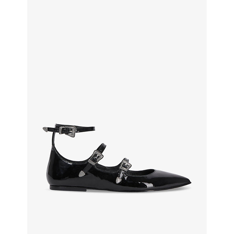 The Kooples Strap-embellished patent-leather ballet flats | The Kooples