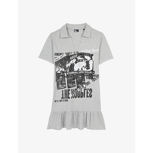 The Kooples Graphic-print open-collar cotton mini dress | THE KOOPLES