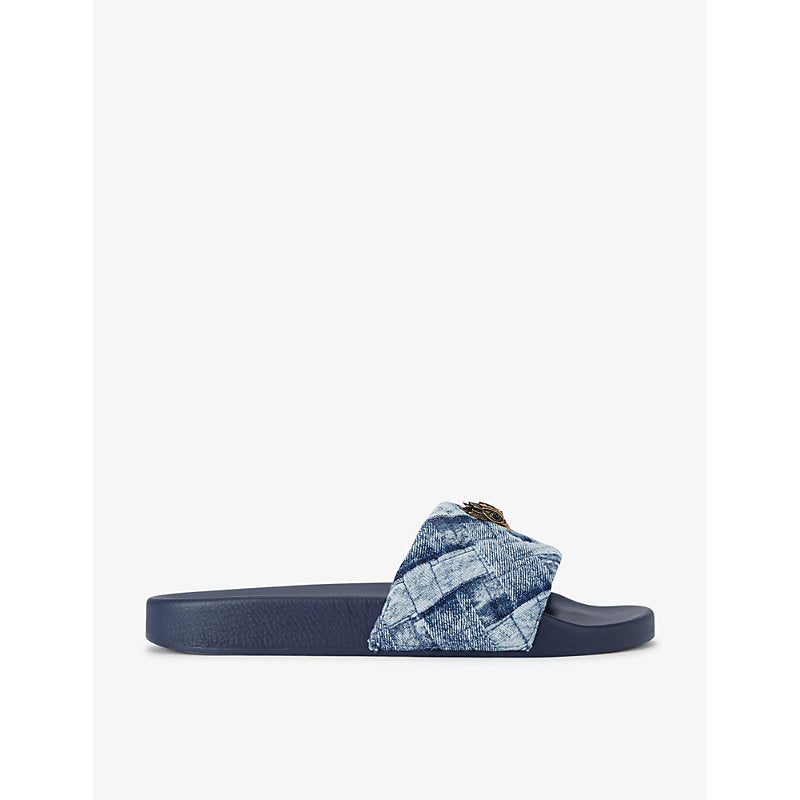 Kurt Geiger London Meena eagle-embellished denim sliders