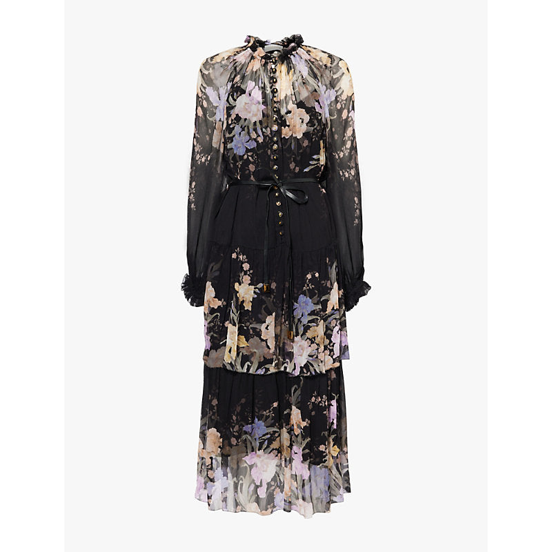 Zimmermann Eden Tiered floral-print woven midi dress | ZIMMERMANN