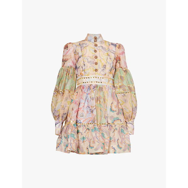 Zimmermann Mirror flower-print linen and silk mini dress