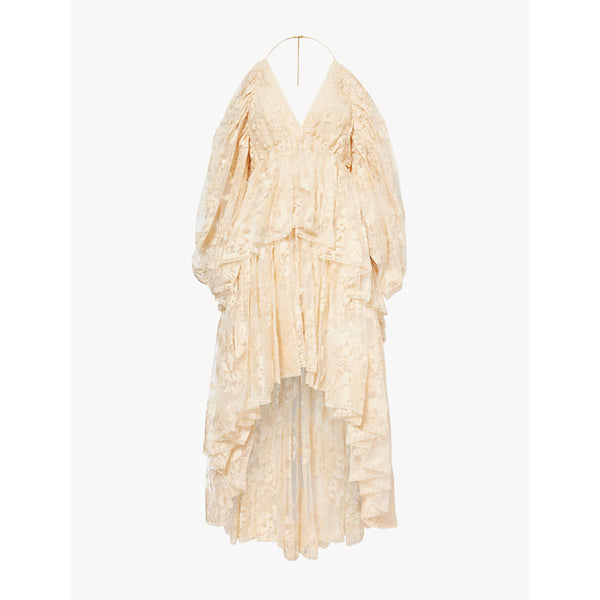 Zimmermann Lace-embroidery balloon-sleeves cotton-blend mini dress | ZIMMERMANN