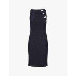 Shiro Sakai Boat-neck button-embellished wool midi dress | SHIRO SAKAI